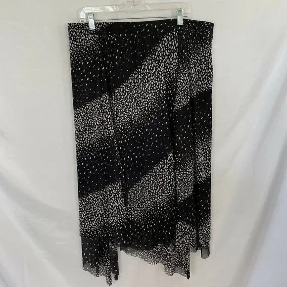 Chico's Womens Cosmic Universe Caren Mesh Skirt Size 3 XL Black White NEW - Picture 1 of 5